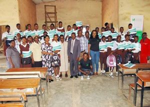 Anglican Grammar School Ogbomosho Student Beneficiaries of the IAF Scholarship with the Princpal and IAF team during the Scholarship Awards